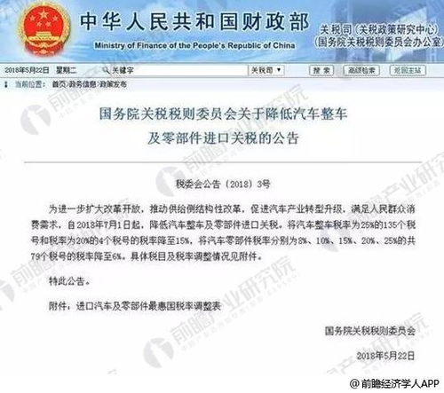 中国汽车关税多少